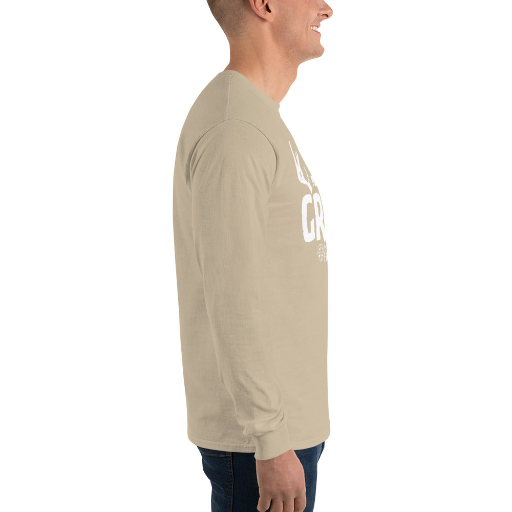 DO IT YOURSELF HUNTER Public Land Grind Hooded White Logo Long-sleeve T Shirt