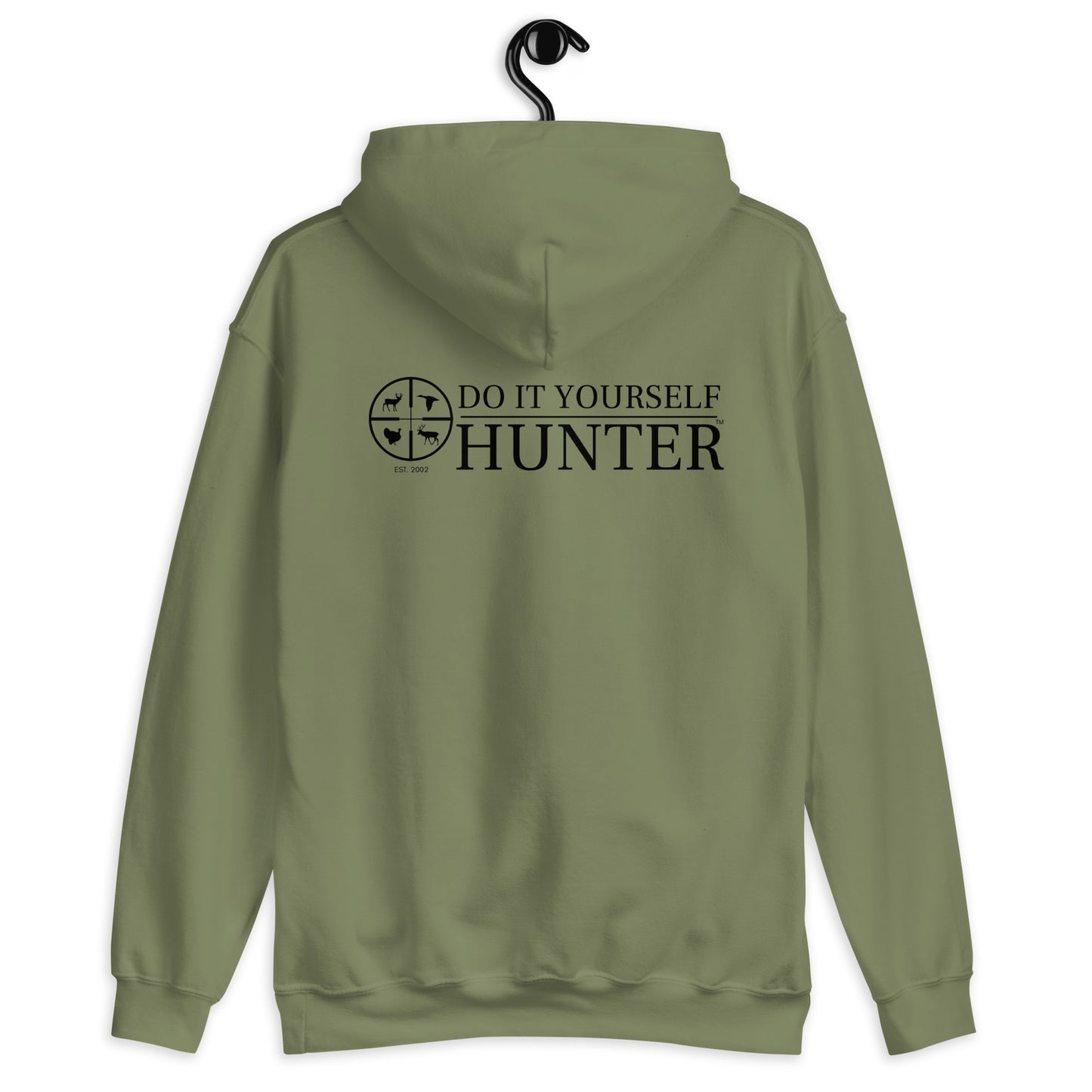 DO IT YOURSELF HUNTER  Grind Deer Black Logo Military Green Hoodie with Logo on Back