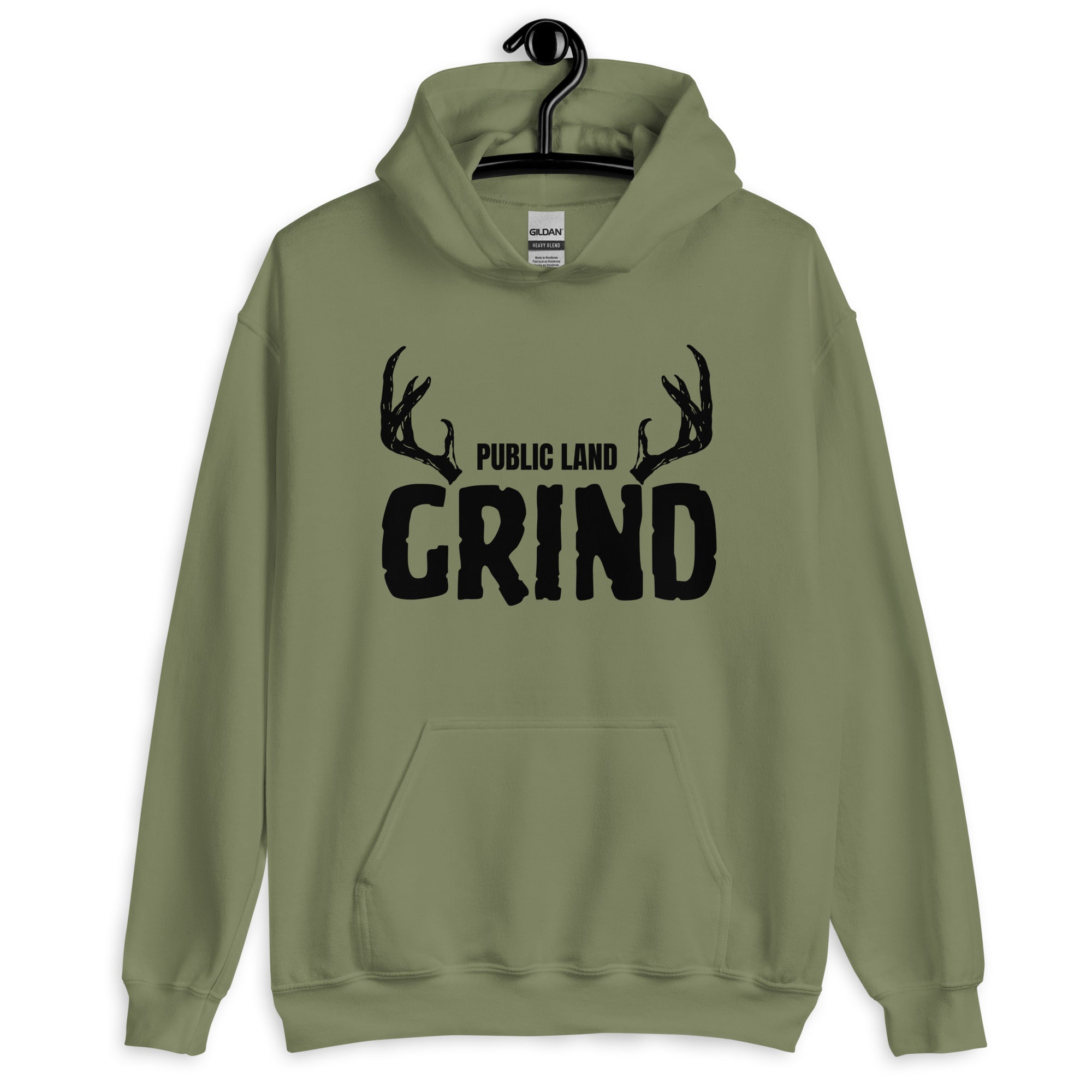 DO IT YOURSELF HUNTER Grind Deer Black Logo Military Green Hoodie with Logo on Back