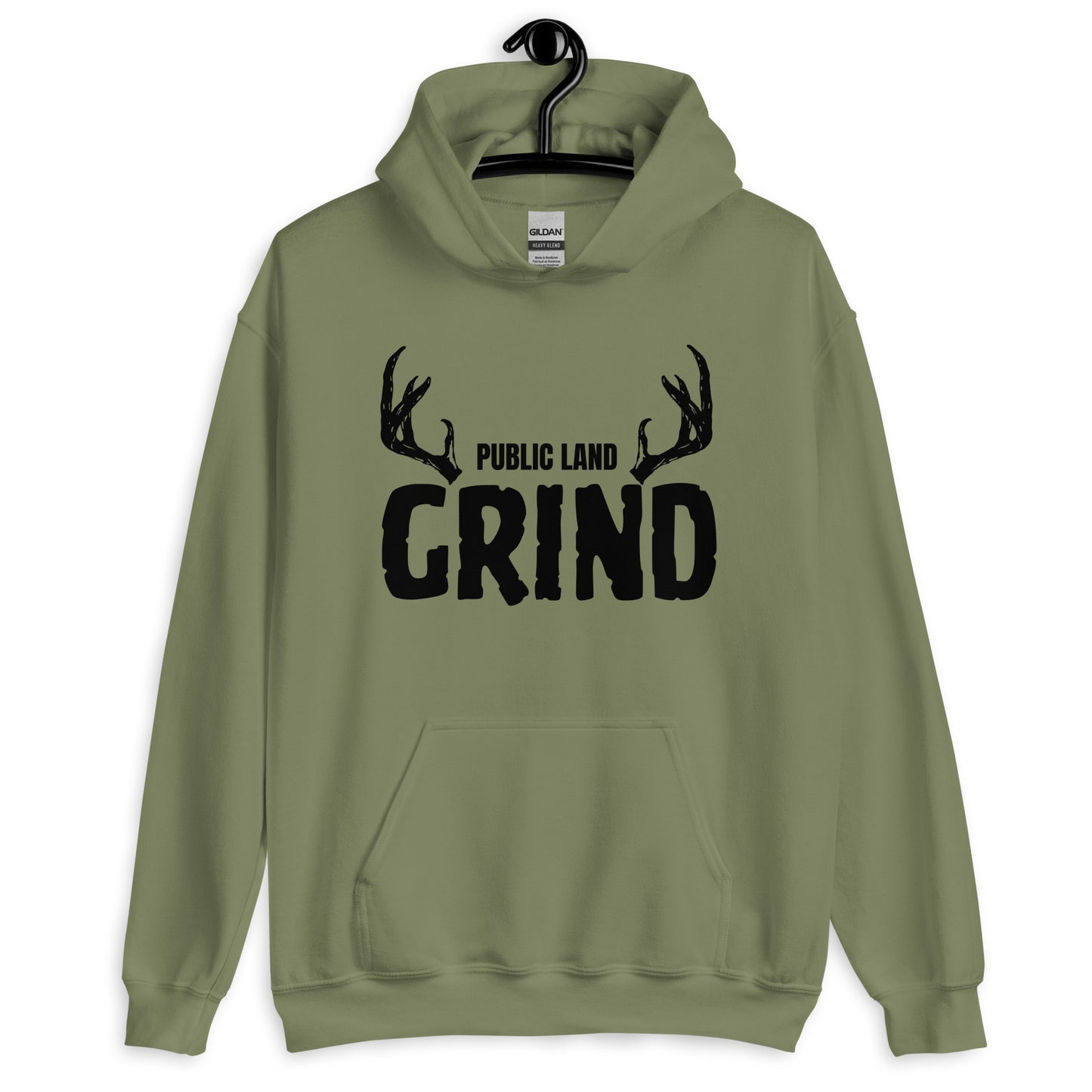 DO IT YOURSELF HUNTER  Grind Deer Black Logo Military Green Hoodie with Logo on Back