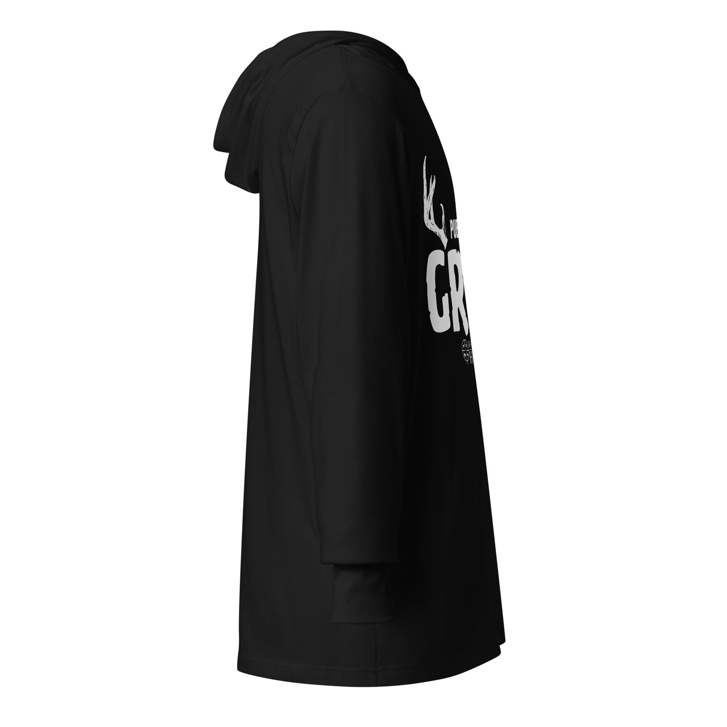 DO IT YOURSELF HUNTER "THE GRIND" Hooded White Logo Long-sleeve Tee