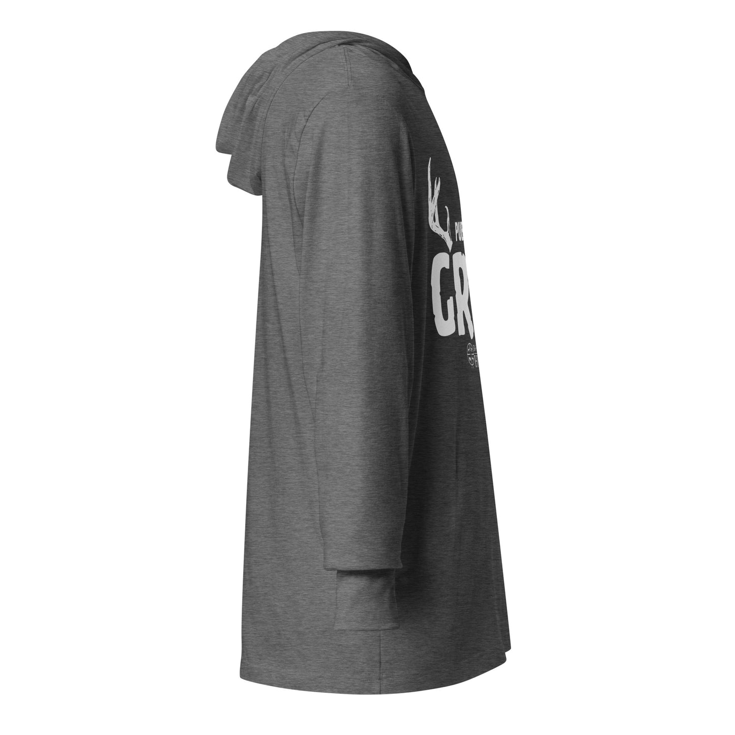 DO IT YOURSELF HUNTER "THE GRIND" Hooded White Logo Long-sleeve Tee